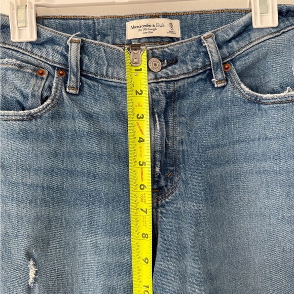 Abercrombie & Fitch Light Blue Distressed Straight Leg Jeans - Picture 7 of 8